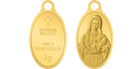 Златно кюлче-медальон за новородени "Богородица"