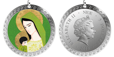 Монета-медальон Мадона с дете E. Earle