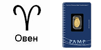 Златно кюлче-медальон „Зодия овен” 2.2 г с проба 999.9/1000