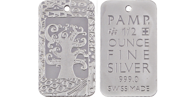 Сребърно кюлче-медальон „Дървото на живота”  1/2 тройунция (15.55 г) с проба 999/1000